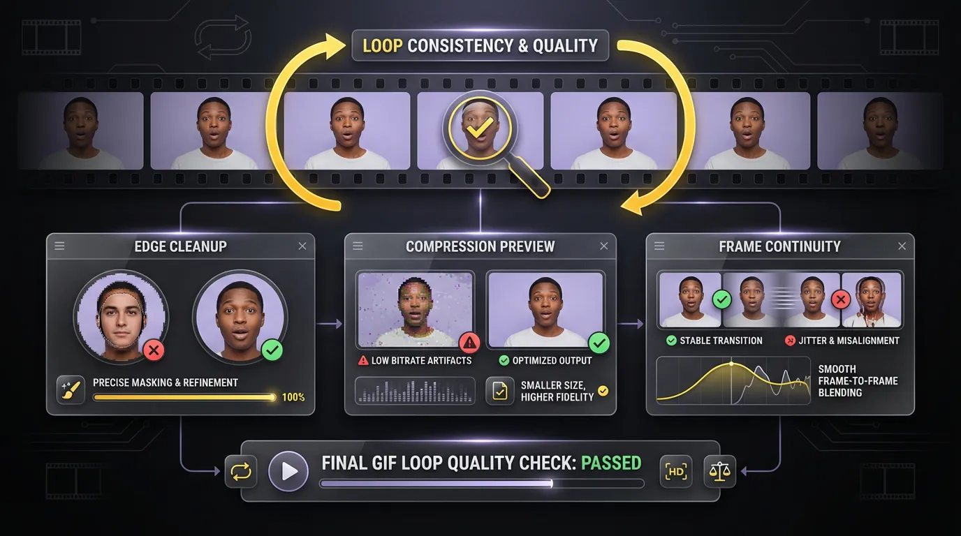 Painel de comparação lado a lado mostrando qualidade de face swap em GIF em diferentes taxas de quadros.